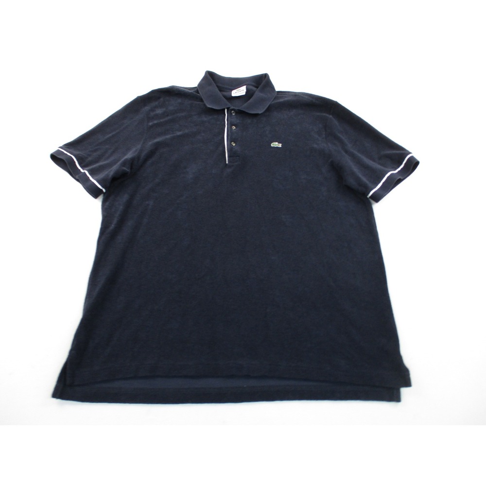 Lacoste Velvet Polo Shirt Mens 7 XL Black Short Sleeve Preppy